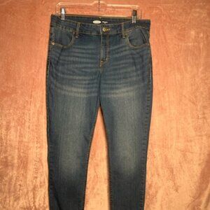 Old Navy Womens Dark Wash Denim Super Skinny Ankle Jeans Mid Rise Stretch Size 8